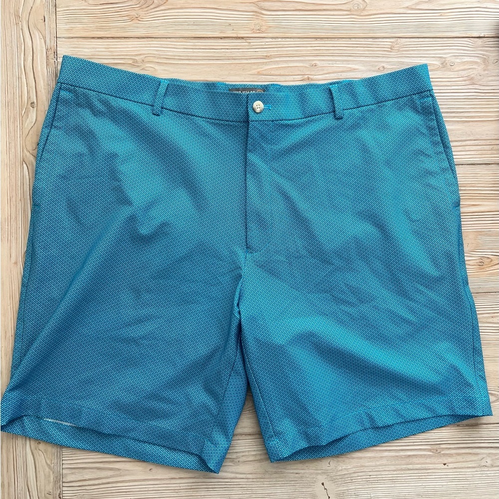 Peter Millar Crown Sport Men’s Golf Shorts Size 40 Teal Performance Stretch